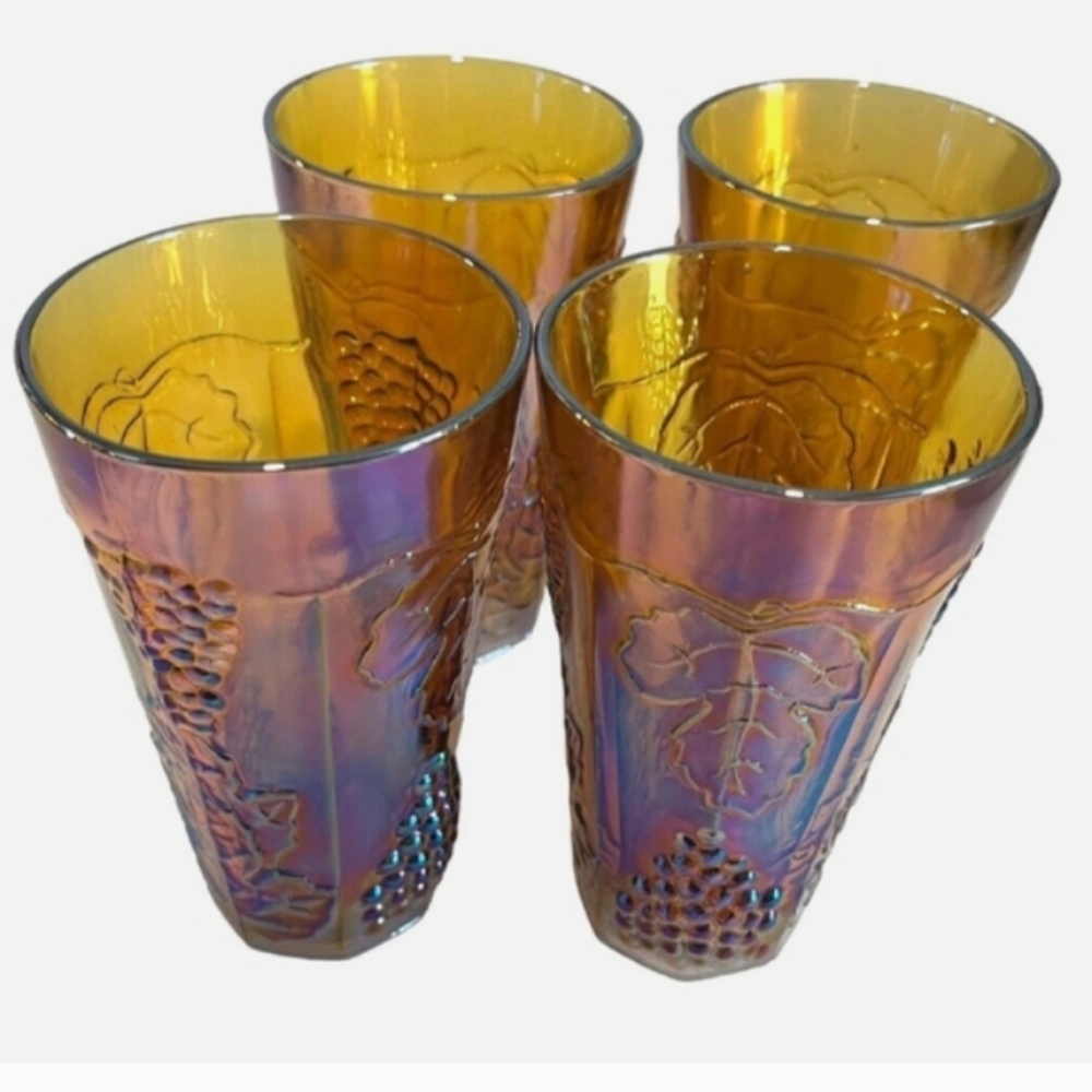 Set of Four Amber Glass Tumblers